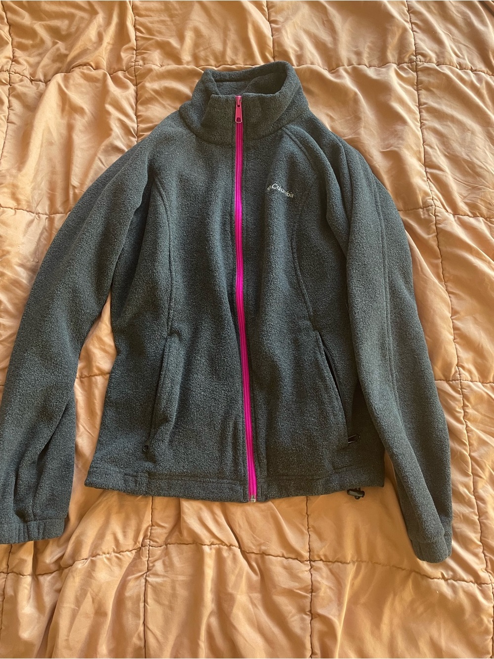 Columbia Women's Charcoal Gray Fleece Jacket with Pink Zipper